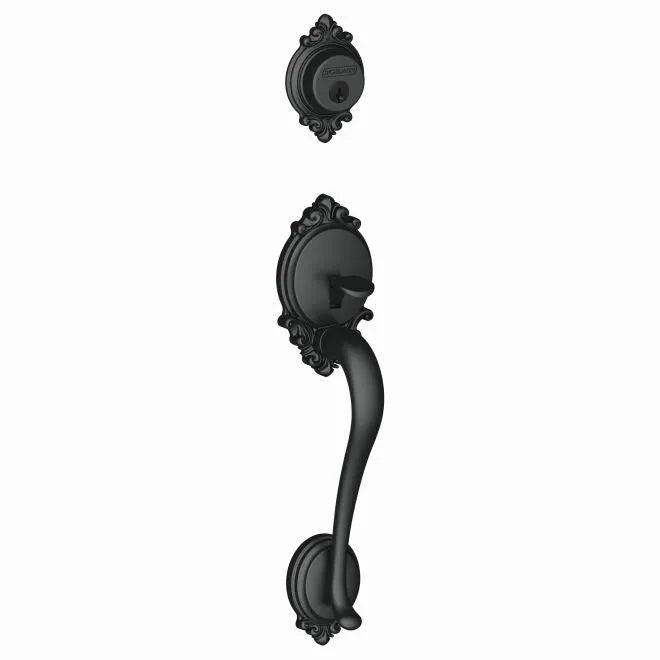 Schlage Brookshire Single Cylinder Exterior Active Handleset Only - Interior Trim Sold Separately Flat Black
