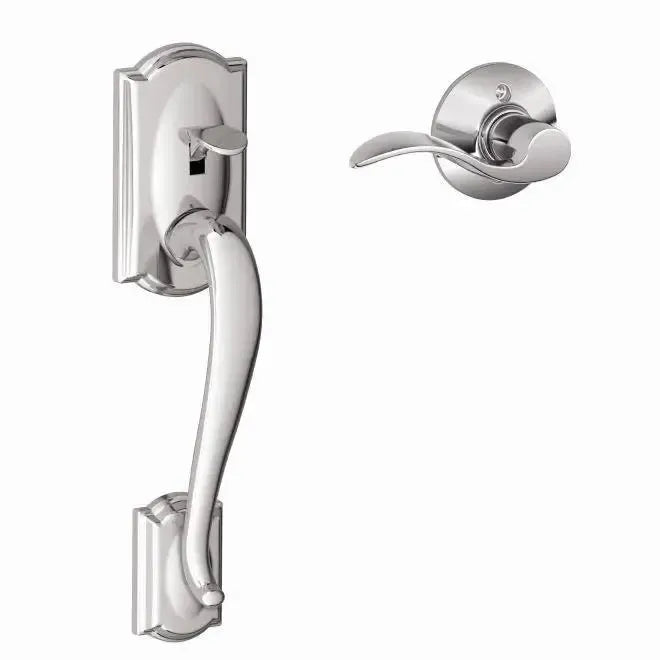 Schlage Camelot Bottom Half Handleset with Accent Lever in Bright Chrome finish