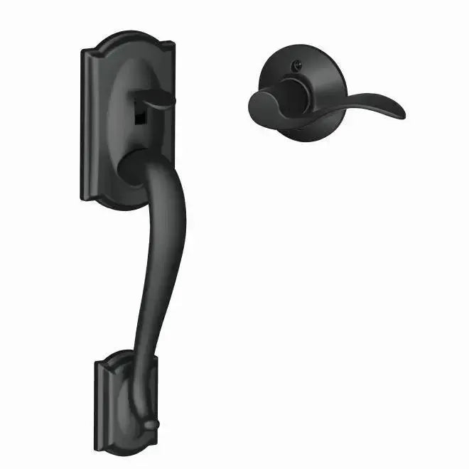 Schlage Camelot Bottom Half Handleset with Accent Lever in Flat Black finish