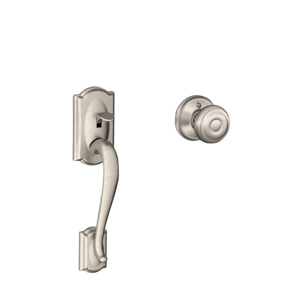 Schlage Camelot Bottom Half Handleset With Georgian Knob in Satin Nickel finish