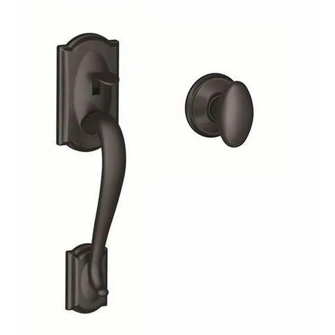 Schlage Camelot Bottom Half Handleset With Siena Knob Flat Black
