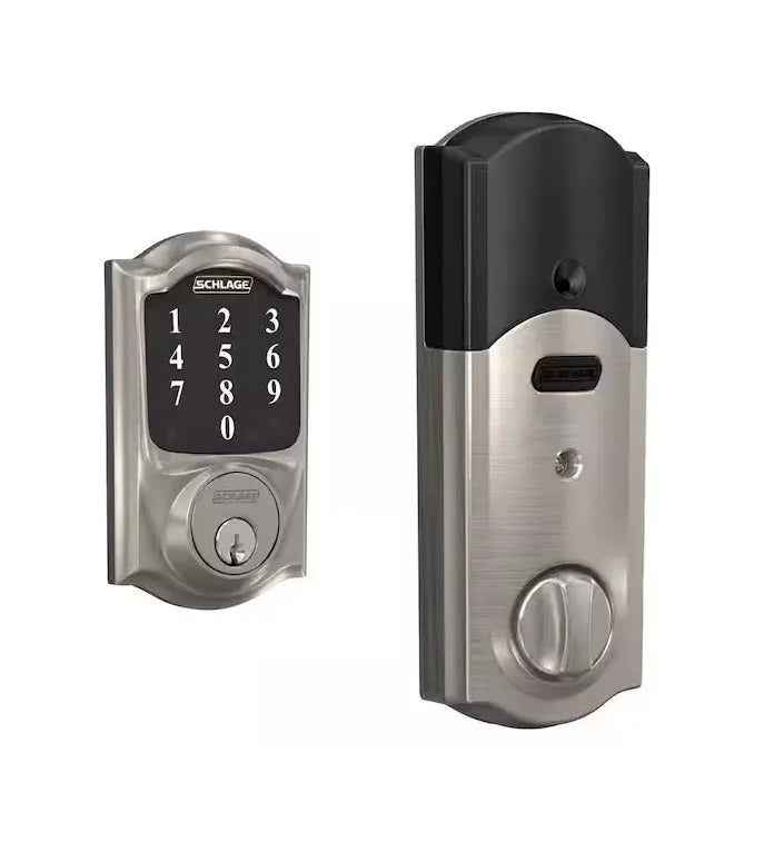 Schlage Camelot Connect Smart Deadbolt, Z-Wave Plus in Satin Nickel finish