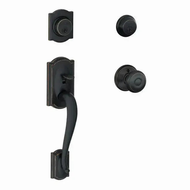 SchlageSchlage Camelot Double Cylinder Handleset With Georgian Knob in 