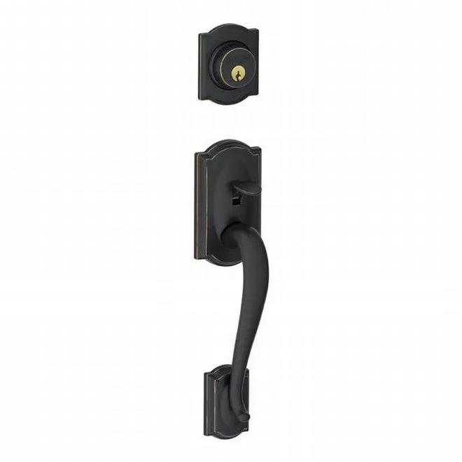 Schlage Camelot Dummy Exterior Handleset Only - Interior Trim Sold Separately Aged Bronze