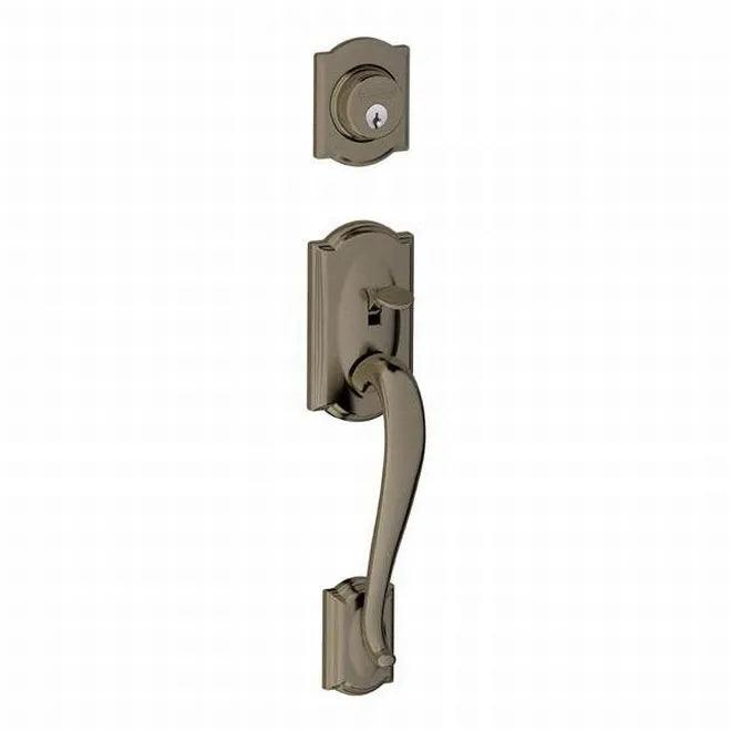 Schlage Camelot Dummy Exterior Handleset Only - Interior Trim Sold Separately Antique Pewter