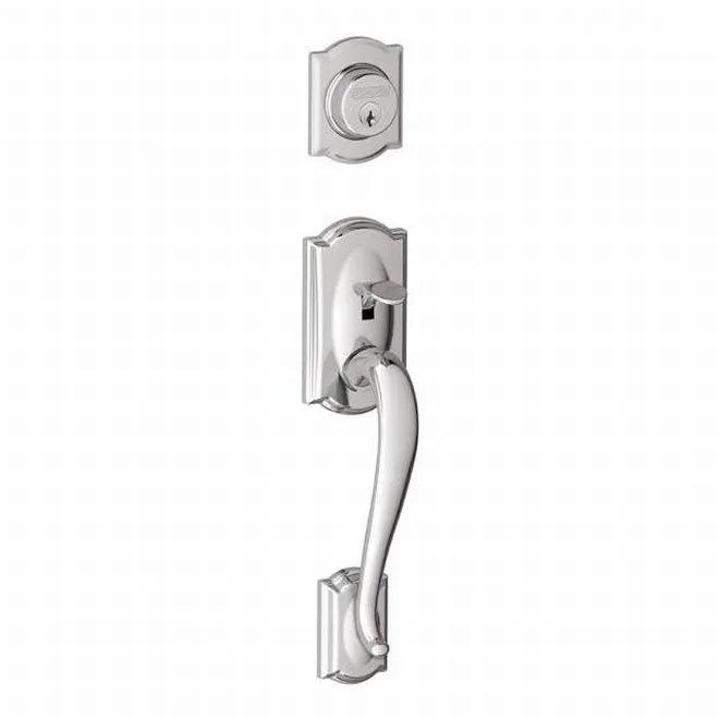 Schlage Camelot Dummy Exterior Handleset Only - Interior Trim Sold Separately Bright Chrome