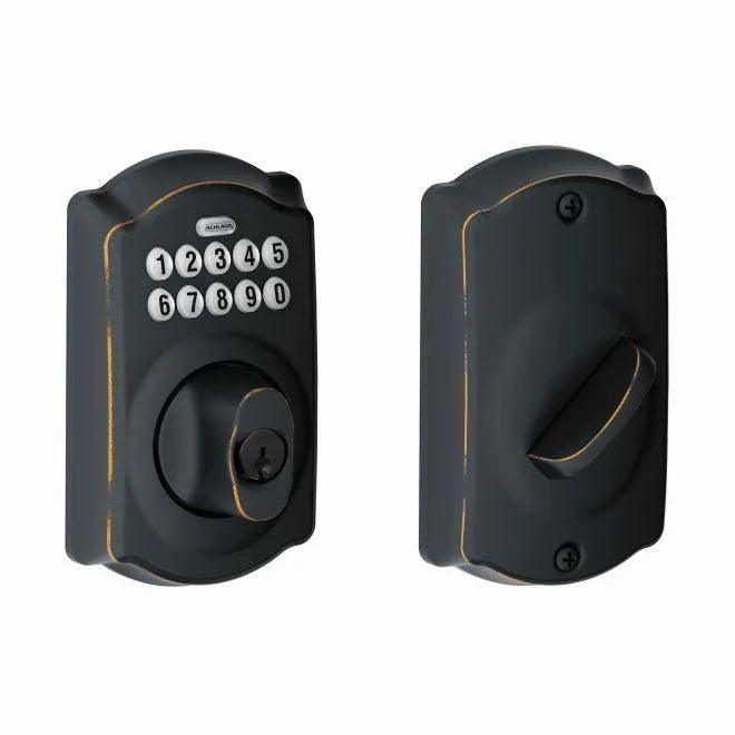 Schlage Camelot Electronic Keypad Deadbolt in Aged Bronze finish