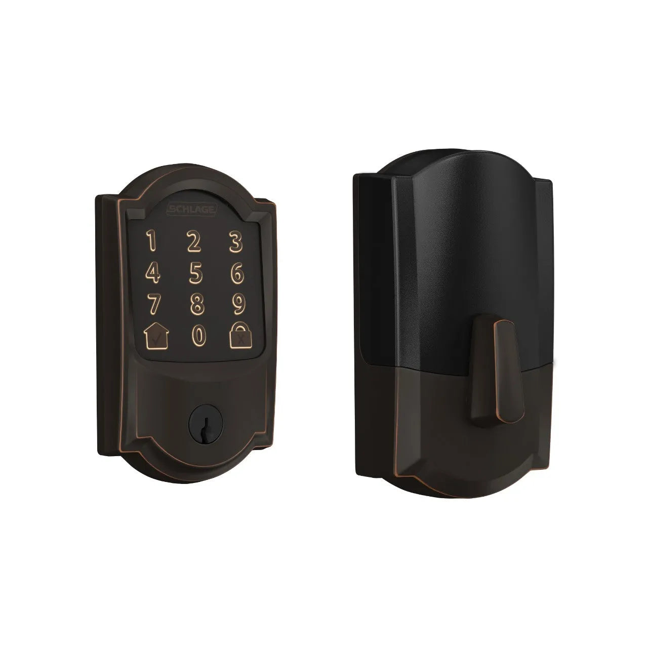 Schlage Camelot Encode Smart WiFi Deadbolt in Aged Bronze finish