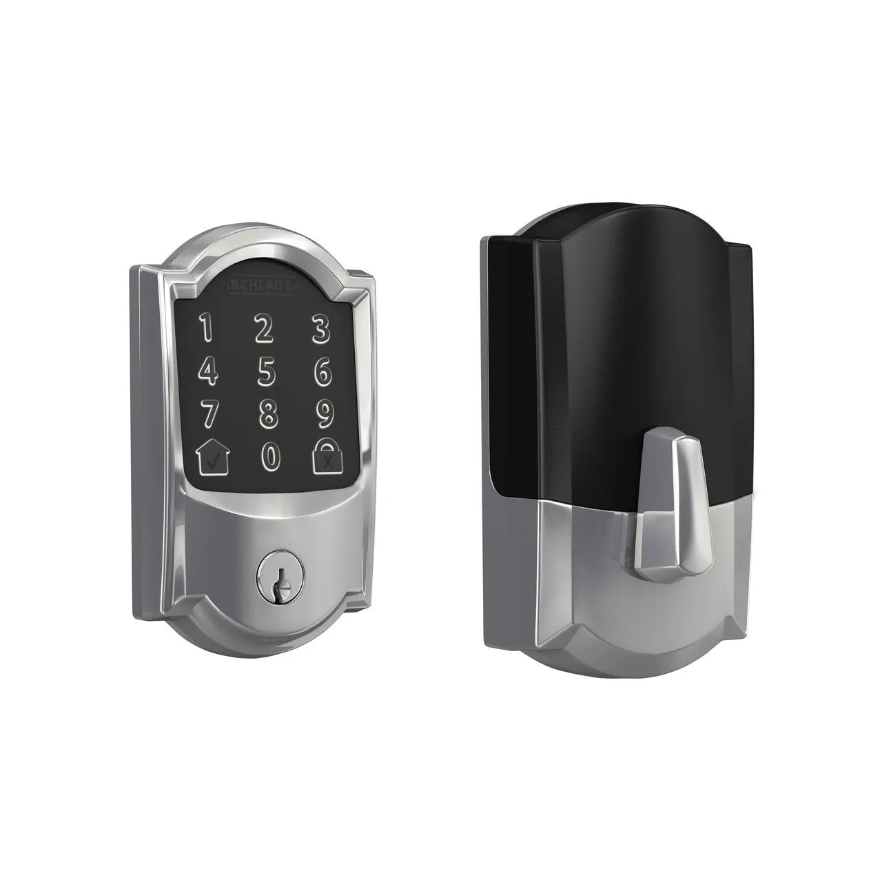 Schlage Camelot Encode Smart WiFi Deadbolt in Bright Chrome finish