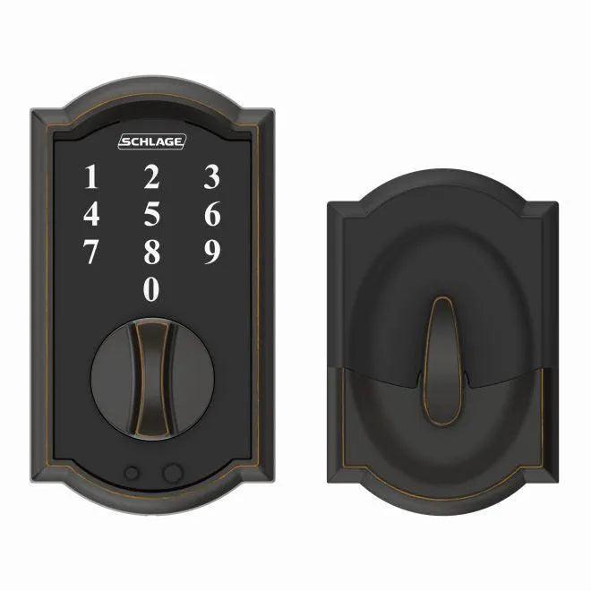 Schlage Camelot Keyless Touch Deadbolt Aged Bronze