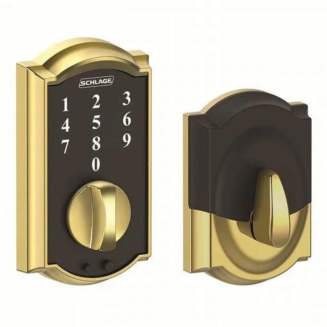 Schlage Camelot Keyless Touch Deadbolt Bright Brass