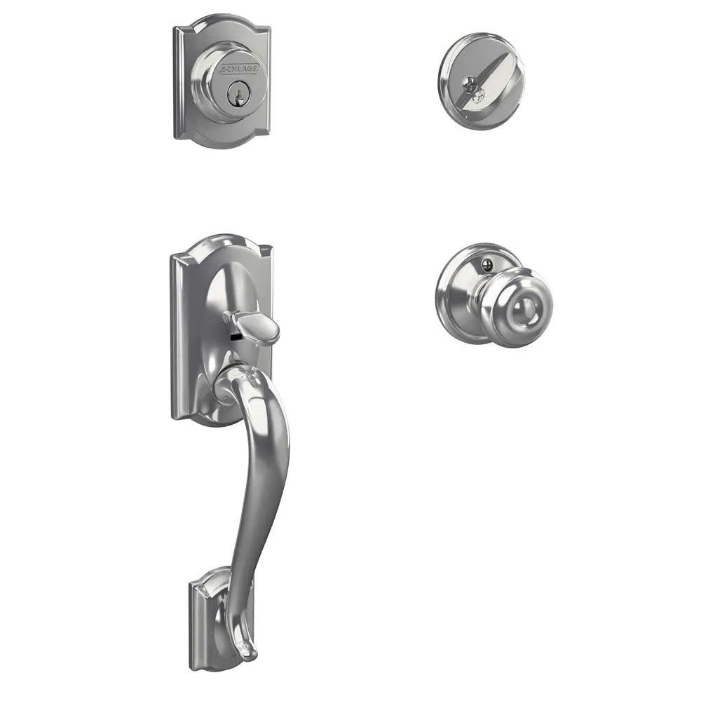 Schlage Camelot Single Cylinder Handleset with Georgian Knob 