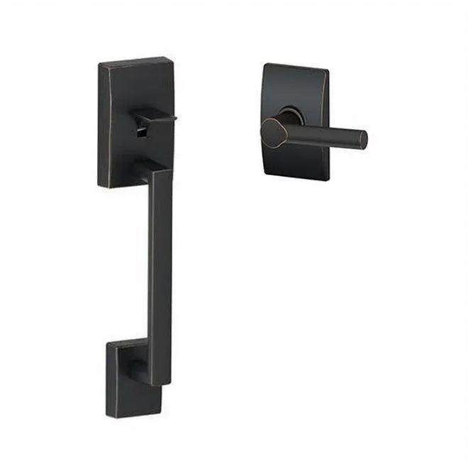 Schlage Century Bottom Half Handleset With Broadway Lever With Century Rosette Aged Bronze