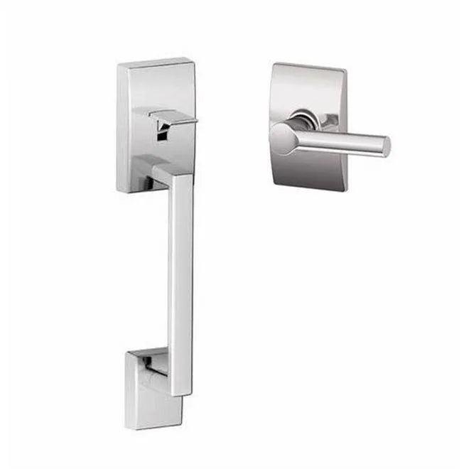 Schlage Century Bottom Half Handleset With Broadway Lever With Century Rosette Bright Chrome