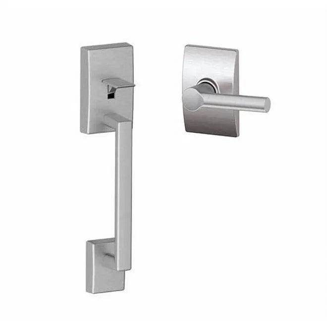 Schlage Century Bottom Half Handleset With Broadway Lever With Century Rosette Satin Chrome