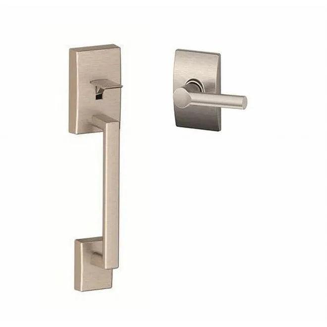 Schlage Century Bottom Half Handleset With Broadway Lever With Century Rosette Satin Nickel