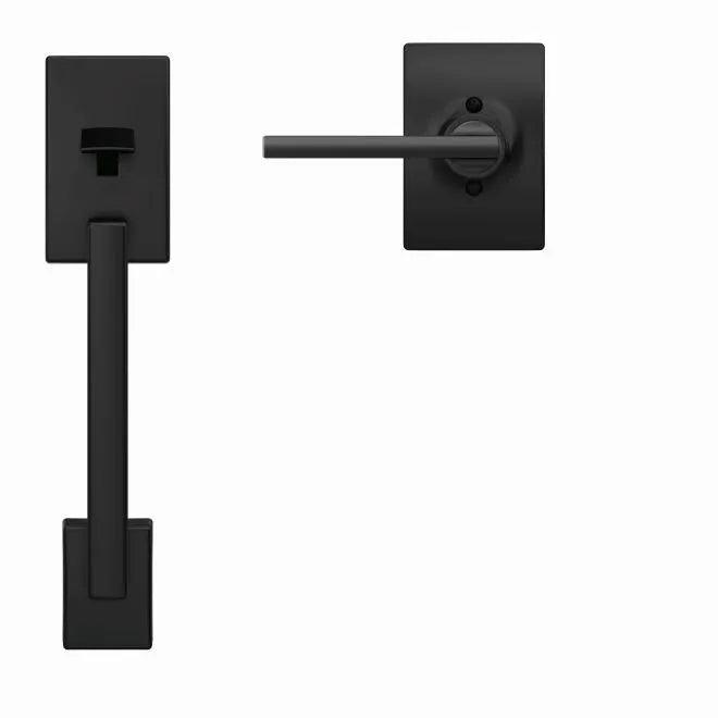 Schlage Century Bottom Half Handleset With Latitude Lever With Century Rosette Flat Black