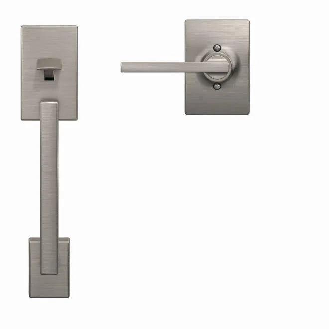 Schlage Century Bottom Half Handleset With Latitude Lever With Century Rosette Satin Nickel