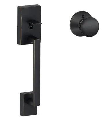 Schlage Century Bottom Half Handleset With Plymouth Knob Aged Bronze