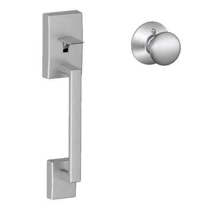 Schlage Century Bottom Half Handleset With Plymouth Knob Satin Chrome