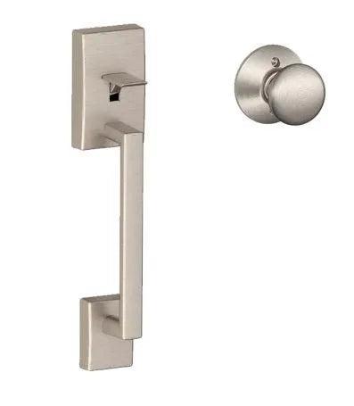 Schlage Century Bottom Half Handleset With Plymouth Knob Satin Nickel