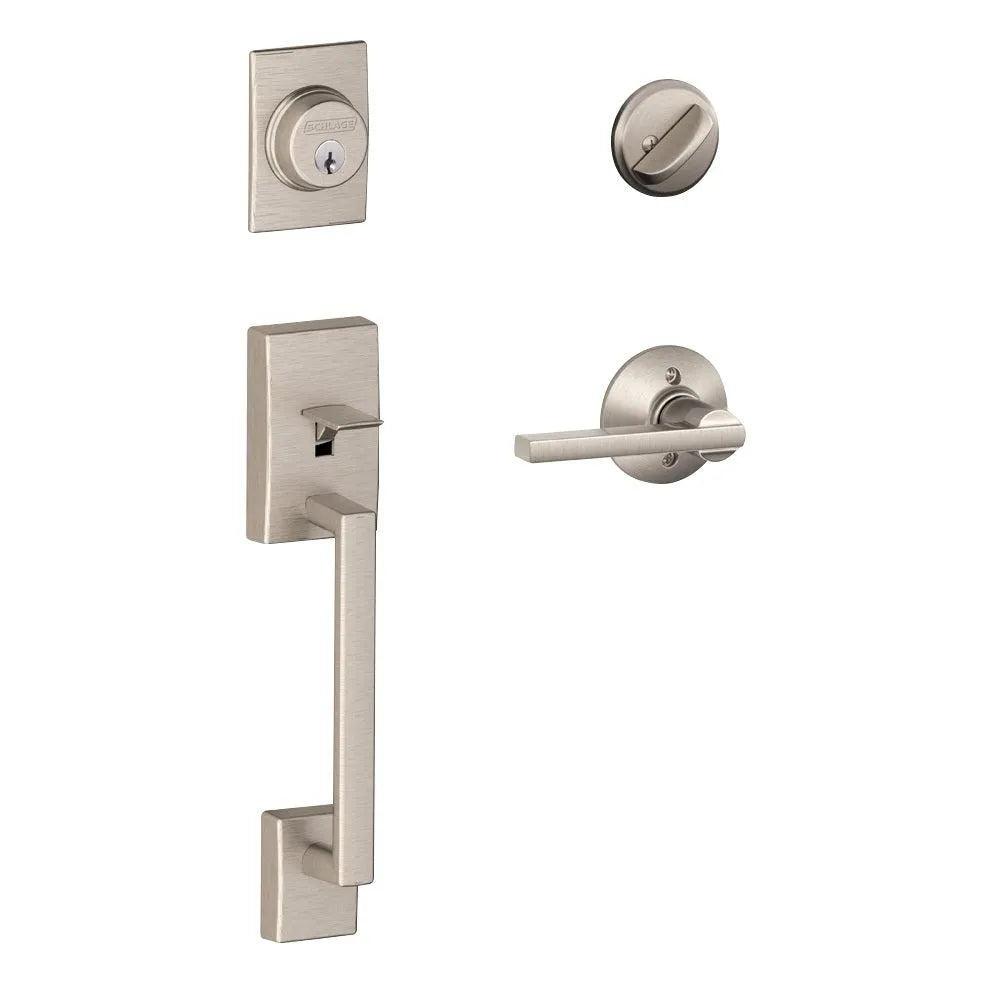 Schlage Century Single Cylinder Handleset with Latitude Lever Satin Nickel
