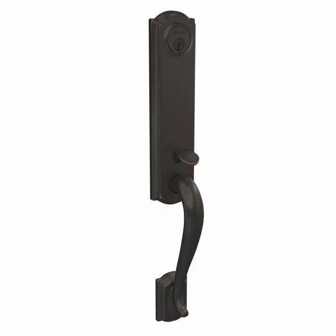 Schlage Custom 3/4 Trim Camelot Exterior Active Handleset Only With C Keyway - Interior Trim Sold Separately Aged Bronze