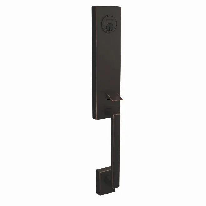 Schlage Custom 3/4 Trim Century Exterior Active Handleset Only With C Keyway - Interior Trim Sold Separately Aged Bronze