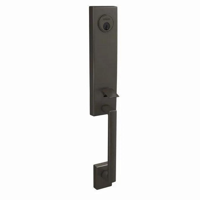 Schlage Custom 3/4 Trim Century Exterior Active Handleset Only With C Keyway - Interior Trim Sold Separately Black Stainless