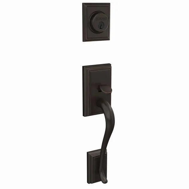 Schlage Custom Addison Single Cylinder Exterior Active Handleset Only - Interior Trim Sold Separately Aged Bronze
