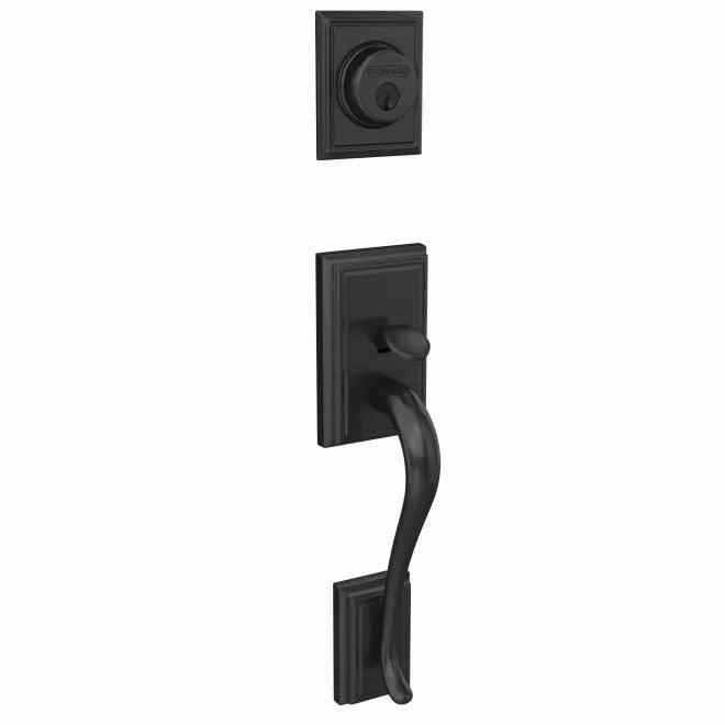 Schlage Custom Addison Single Cylinder Exterior Active Handleset Only - Interior Trim Sold Separately Flat Black