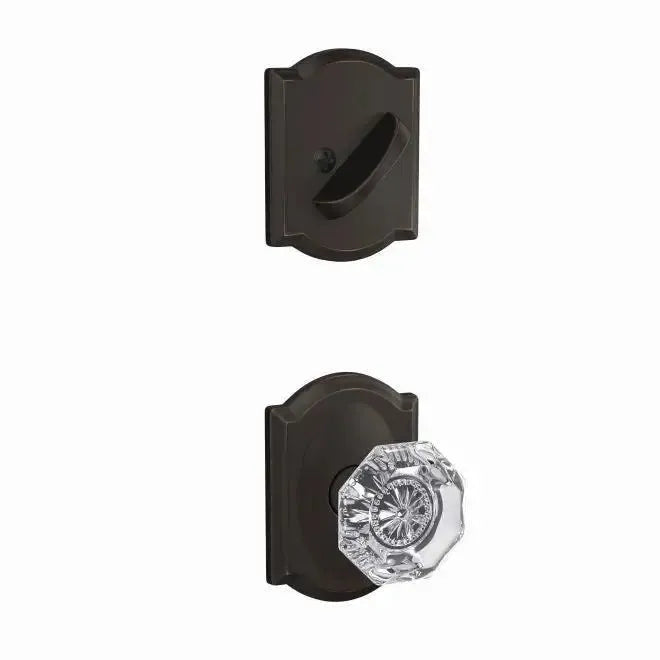SchlageSchlage Custom Alexandria Glass Knob With Camelot Rosette Interior Active Trim - Exterior Handleset Sold Separately in 