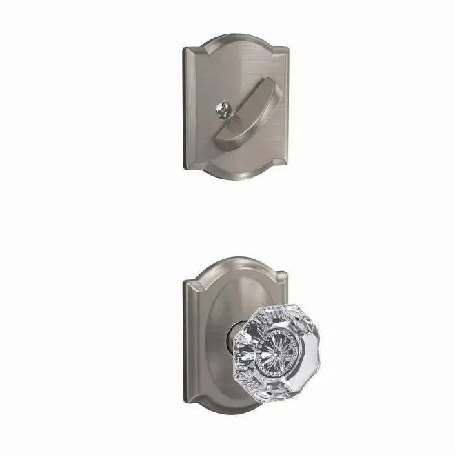 SchlageSchlage Custom Alexandria Glass Knob With Camelot Rosette Interior Active Trim - Exterior Handleset Sold Separately in 