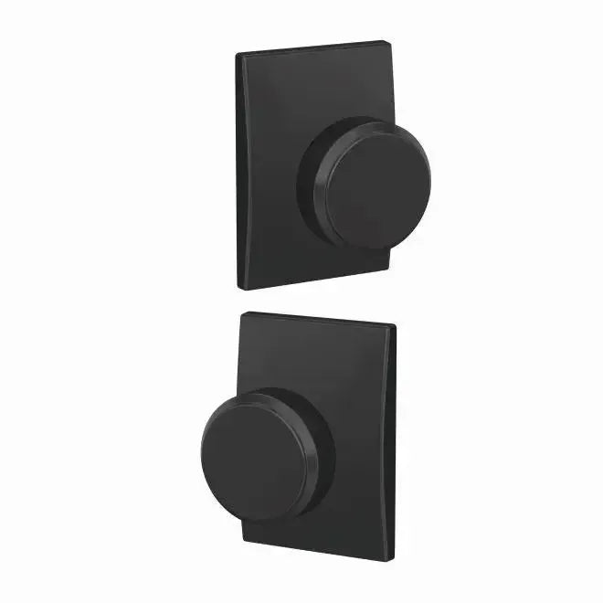 Schlage Custom Bowery Knob with Century Rosette in Flat Black finish