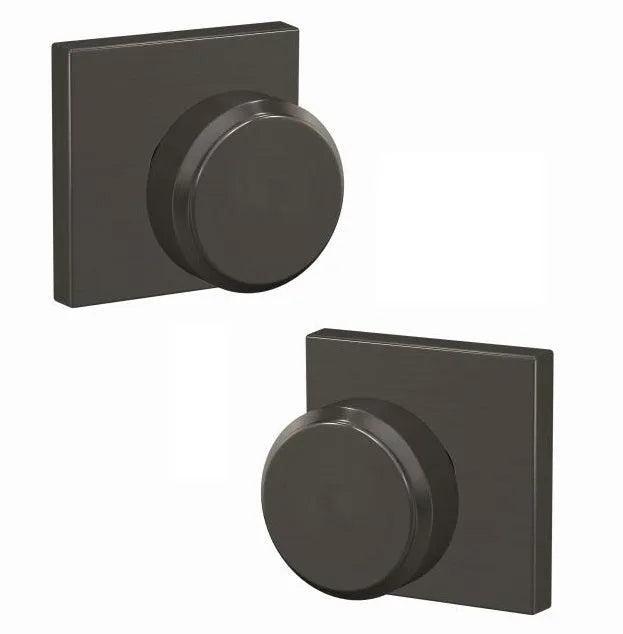 Schlage Custom Bowery Knob with Collins Rosette Black Stainless