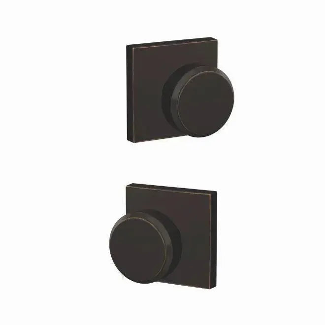 Schlage Custom Bowery Knob with Collins Rosette in Aged Bronze finish
