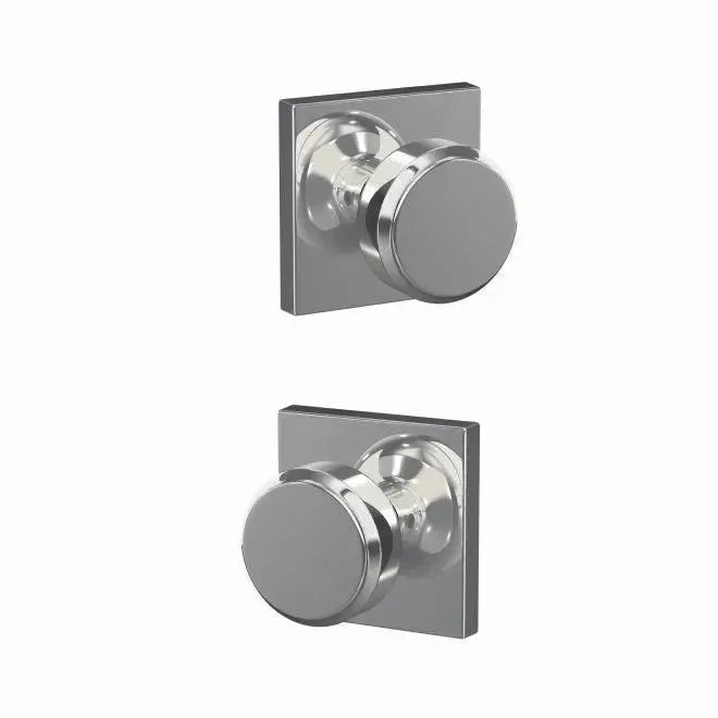 Schlage Custom Bowery Knob with Collins Rosette in Bright Chrome finish