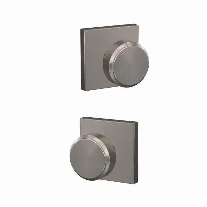 Schlage Custom Bowery Knob with Collins Rosette in Satin Nickel finish