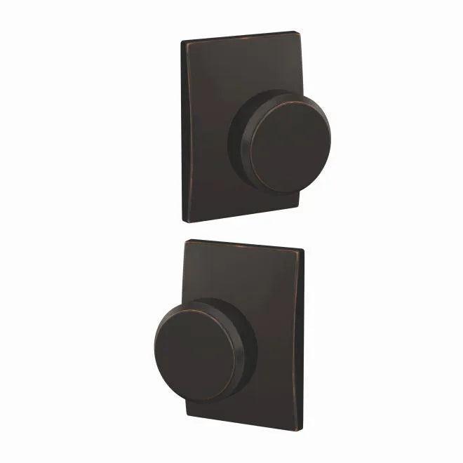Schlage Custom Bowery Passage and Privacy Knob With Century Rosette Aged Bronze