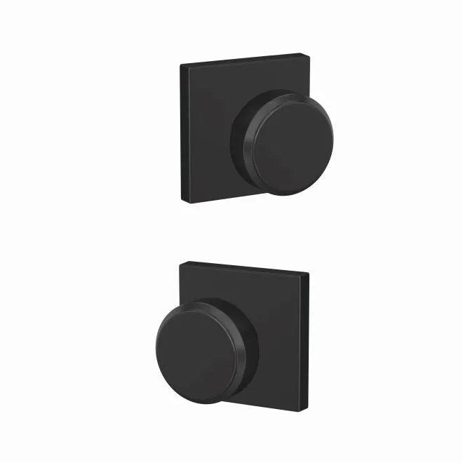 Schlage Custom Bowery Passage and Privacy Knob With Collins Rosette in Flat Black finish
