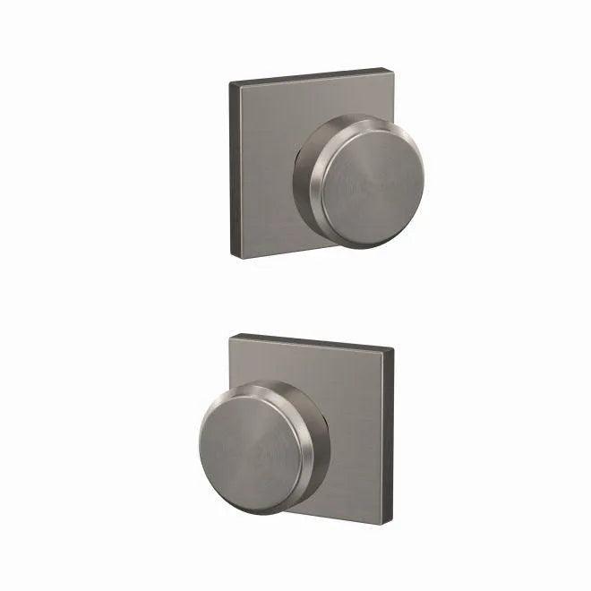 Schlage Custom Bowery Passage and Privacy Knob With Collins Rosette in Satin Nickel finish