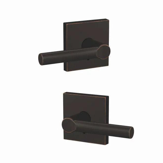 Schlage Custom Broadway Lever With Collins Rosette Non Turning Double Dummy Pair Aged Bronze
