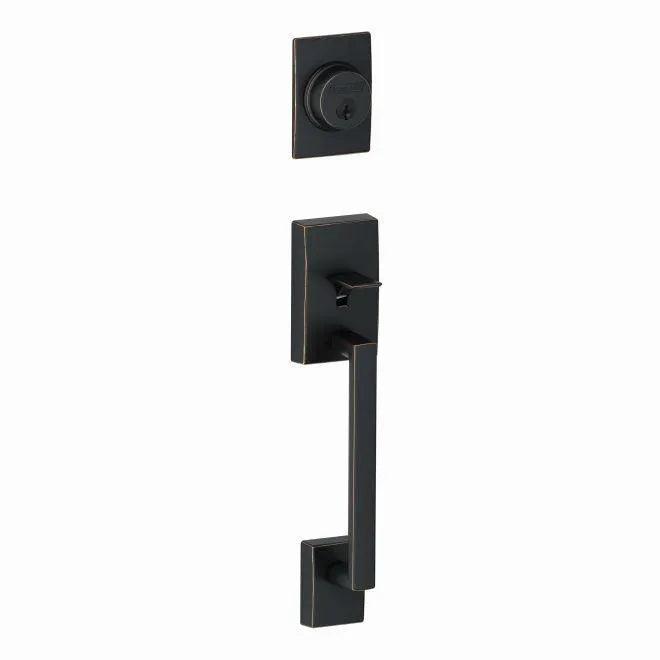 Schlage Custom Century Single Cylinder Exterior Active Handleset Only - Interior Trim Sold Separately Aged Bronze