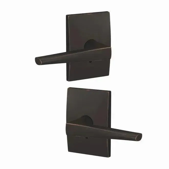 Schlage Custom Eller Lever with Century Rosette in Aged Bronze finish