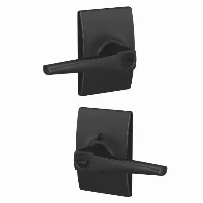 Schlage Custom Eller Lever with Century Rosette in Flat Black finish