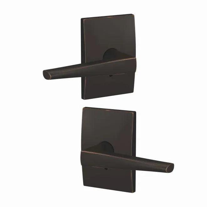 Schlage Custom Eller Lever With Century Rosette Non Turning Double Dummy Pair Aged Bronze