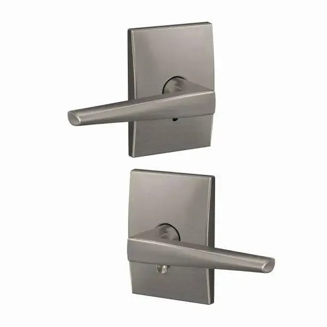 Schlage Custom Eller Lever with Century Rosette in Satin Nickel finish