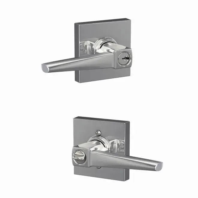 Schlage Custom Eller Lever with Collins Rosette in Bright Chrome finish