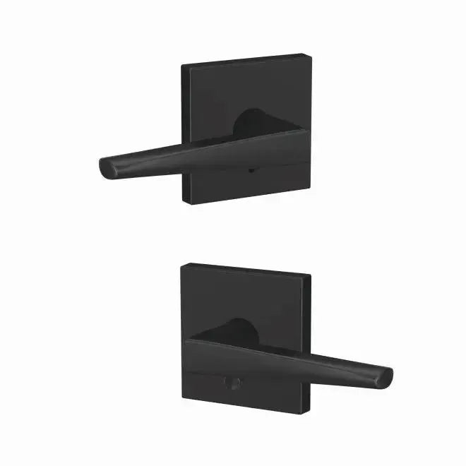 Schlage Custom Eller Lever with Collins Rosette in Flat Black finish