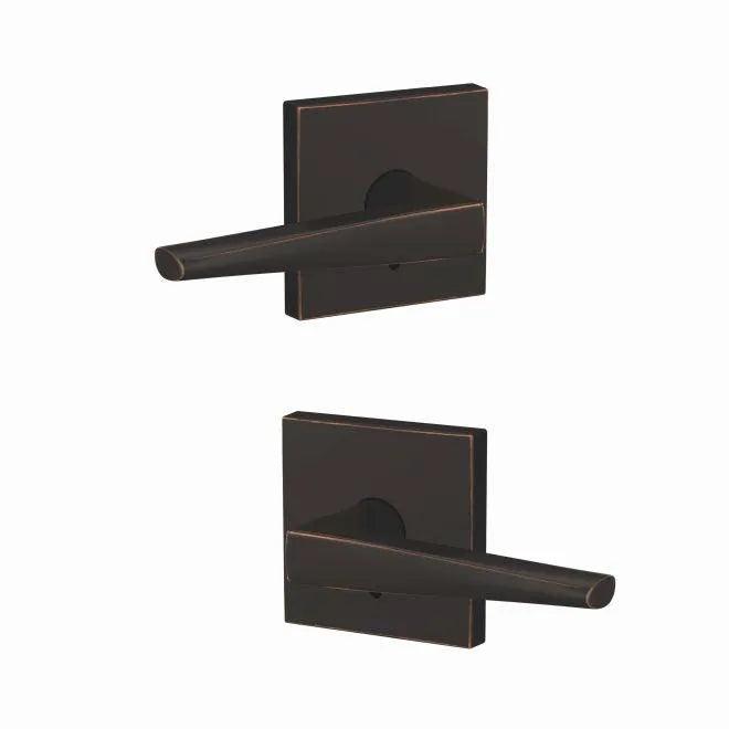 Schlage Custom Eller Lever With Collins Rosette Non Turning Double Dummy Pair Aged Bronze